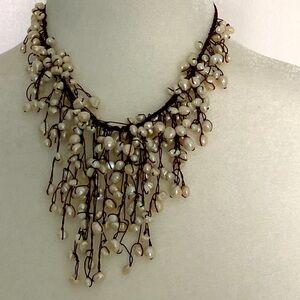 Hand knotted Artisan Elegant Pearl Cluster Necklace